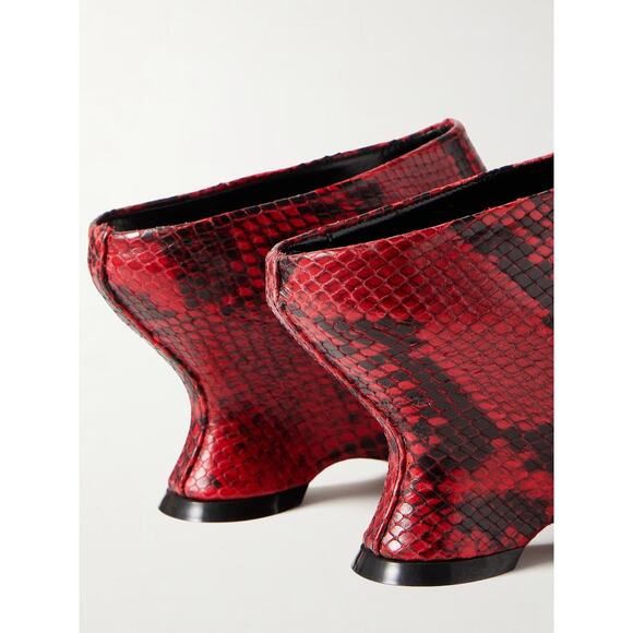 Dries Van Noten Snake-Effect Leather Mules Red - IT 40/US 9 - Picture 3 of 4